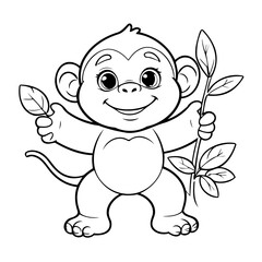 Amazing Chimpanzee illustration for coloring book