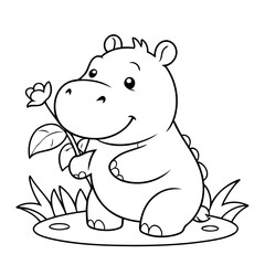 Amazing Hippo illustration for coloring book