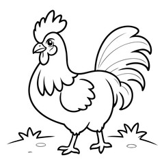 Amazing Rooster illustration for coloring book