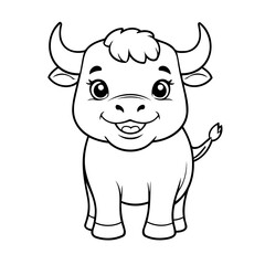 Cartoon Bull illustration for coloring book