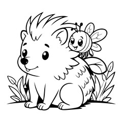 Cartoon Hedgehog illustration for coloring book