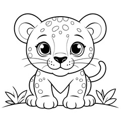 Cartoon Jaguar illustration for coloring book