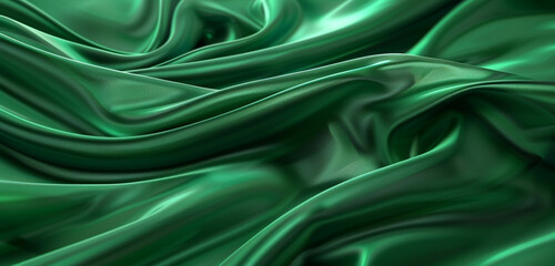 Obraz premium Silky emerald waves flow in this green fluid motion background.