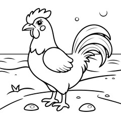 Cartoon Rooster illustration for kids books