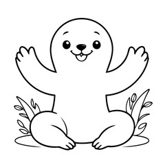 Cartoon Seal for toddlers coloring book