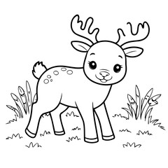 Cartoon Reindeer illustration for coloring book