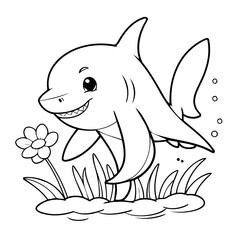 Cartoon Shark coloring book design