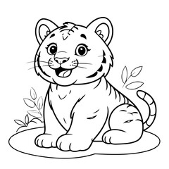 Cartoon Tiger for toddlers coloring book