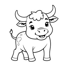 Cute Bull coloring book design