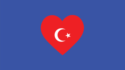 Turkiye Flag Heart European Nations 2024 Teams Countries European Germany Football Symbol Logo Design Vector Illustration