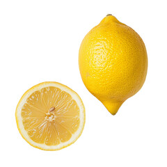 Top View Lemon With Slice Isolated transparent, Generative AI