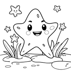 Cute Starfish for kids coloring book