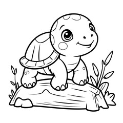 Cute Turtle illustration for coloring book