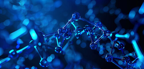 Vivid blue abstract creation symbolizing scientific advancement, ideal for health seminar displays.