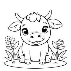 Funny Bull coloring book design