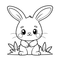 Funny Bunny illustration for coloring book