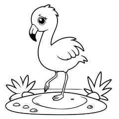 Funny Flamingo coloring book design
