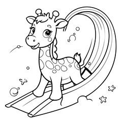 Funny Giraffe illustration for coloring book