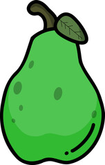 A cute vector illustration of a shaded green pear.