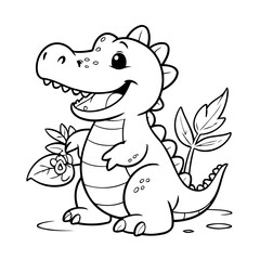 Joyful Crocodile illustration for coloring book