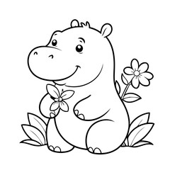 Joyful Hippo coloring book design