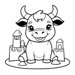 Simple Bull for kids coloring book