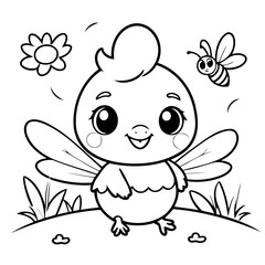 Simple Chick illustration for coloring book