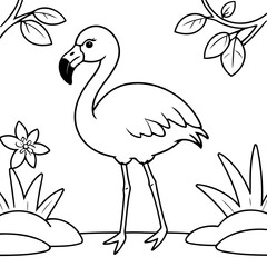 Simple Flamingo for kids coloring book
