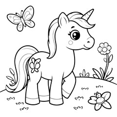 Simple Horse coloring book design