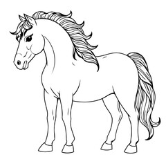 Simple Horse for kids coloring book