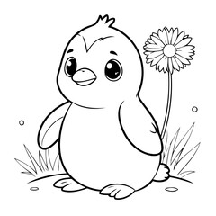 Simple Penguin illustration for coloring book