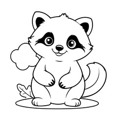 Simple Raccoon for kids coloring book