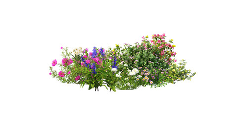 3D Render Flower Garden on Transparent Background