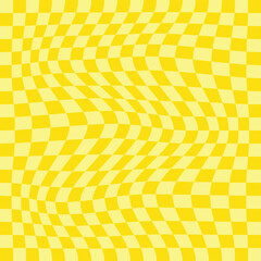 Checkered background with distorted squares. Abstract banner with distortion. Chess pattern. Chessboard surface.