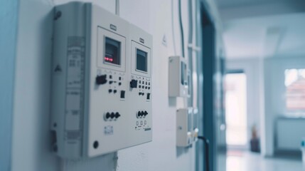 White electric fusebox on a wall