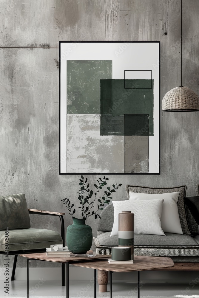 Aufkleber scandinavian inspired abstract geometry poster generative ai