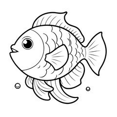 Adorable Fish drawing for children page