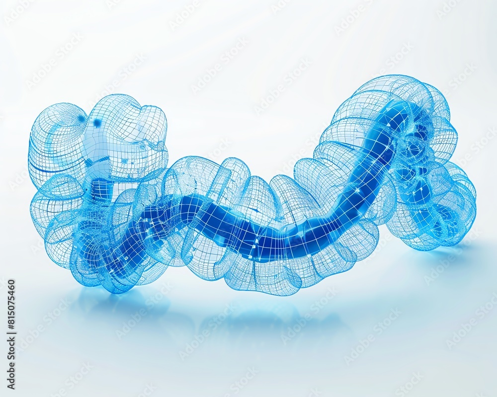 Poster 3d rendering of the human colon. the colon is the longest part of the large intestine.