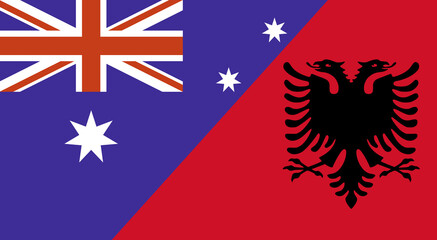 Flag of Australia and Albania. Two Flag Together Australian and Albanian