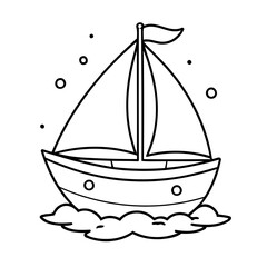 Amazing Sailboat doodle illustration for kids books