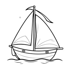 Amazing sailboat illustration for coloring books
