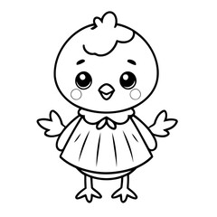 Cartoon Chick illustration for colouring page