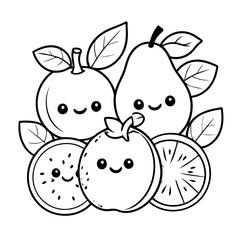 Cartoon Fruit doodle coloring book cover design