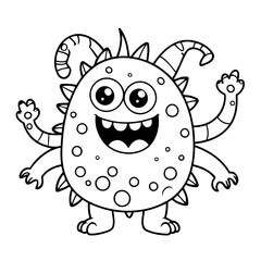 Cartoon monster doodle illustration for kids page