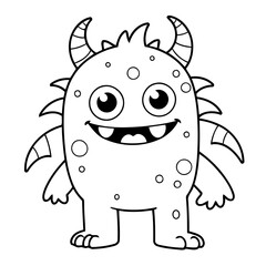 Cartoon monster drawing illustration for colouring page
