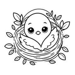 Cute Bird illustration for kids page