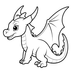 Cute Dragon drawing for toddlers colouring page