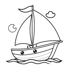 Cute sailboat for kids coloring books