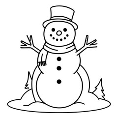 Cute Snowman drawing for children page