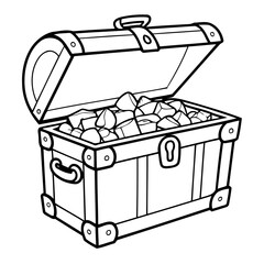 Cute treasure chest doodle for toddlers colouring page